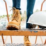 Work boots and hard hat.