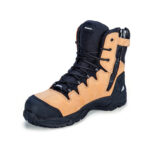 This image shows Mack-Composite-Zip-Safety-boot-TERRAPRO-2-0-MKTERRPR2Z-1c-honey.jpg A tan and black work boot with a zipper on the side, a black sole, and a black rubber sole